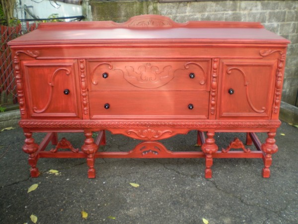 Sideboard in Custom Red with Burgundy Glaze